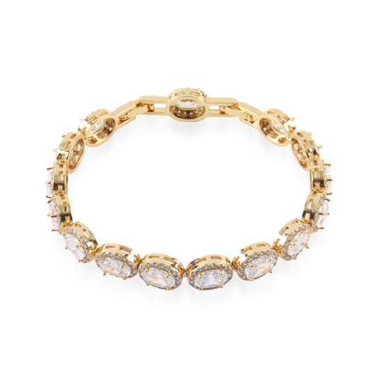 Αλυσίδα χεριού με ζιργκόν Mar and Mar Crystal Oval Clutch από ανοξείδωτο ατσάλι