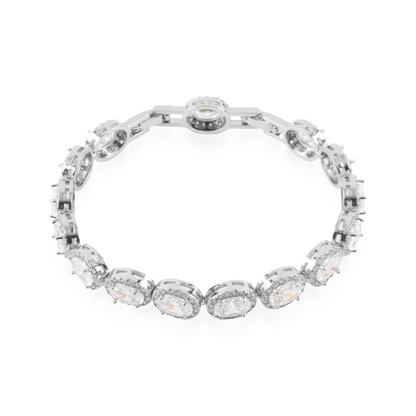 Αλυσίδα χεριού με ζιργκόν Mar and Mar Crystal Oval Clutch Silver από ανοξείδωτο ατσάλι