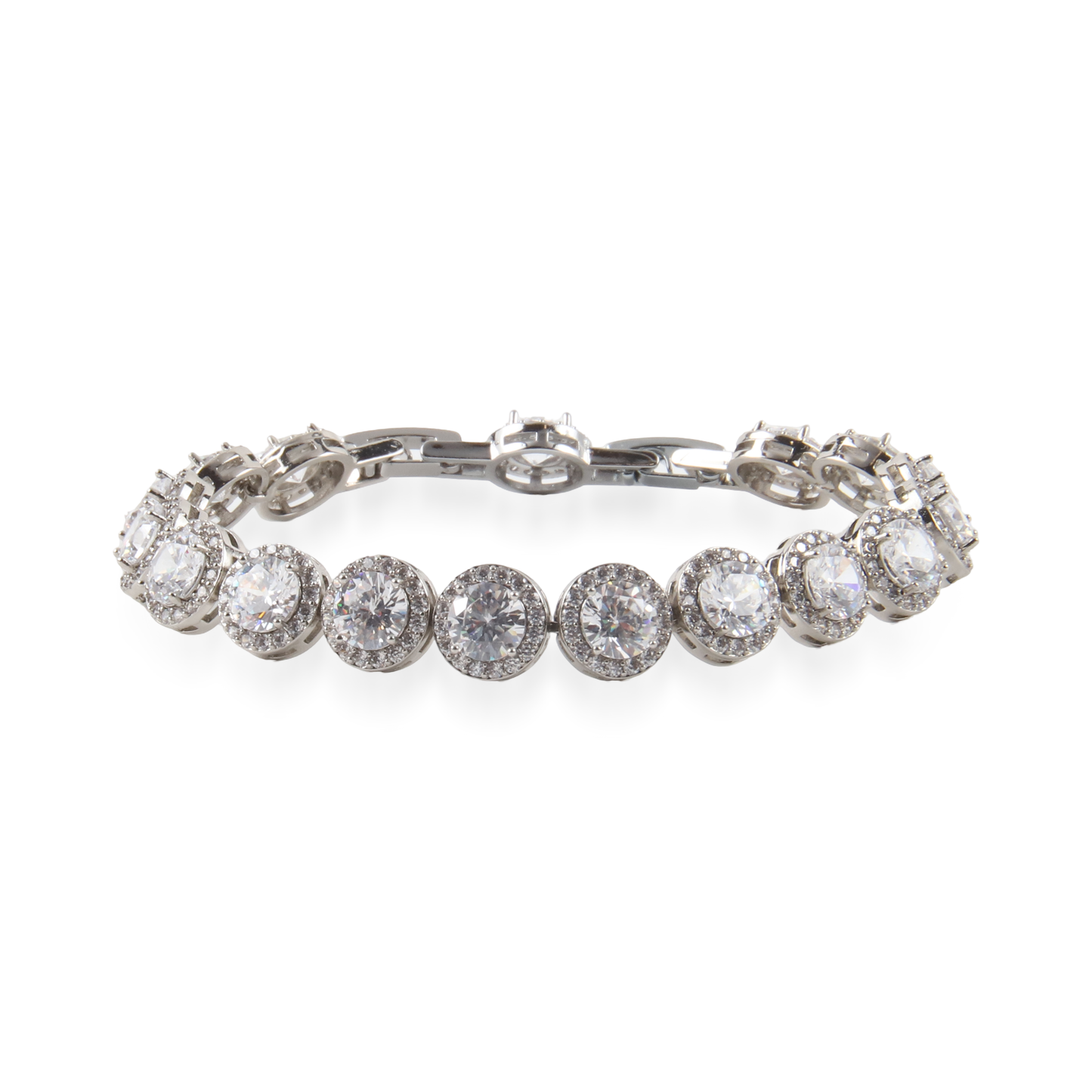 Αλυσίδα χεριού με ζιργκόν Mar and Mar Crystal Round Clutch Silver από ανοξείδωτο ατσάλι