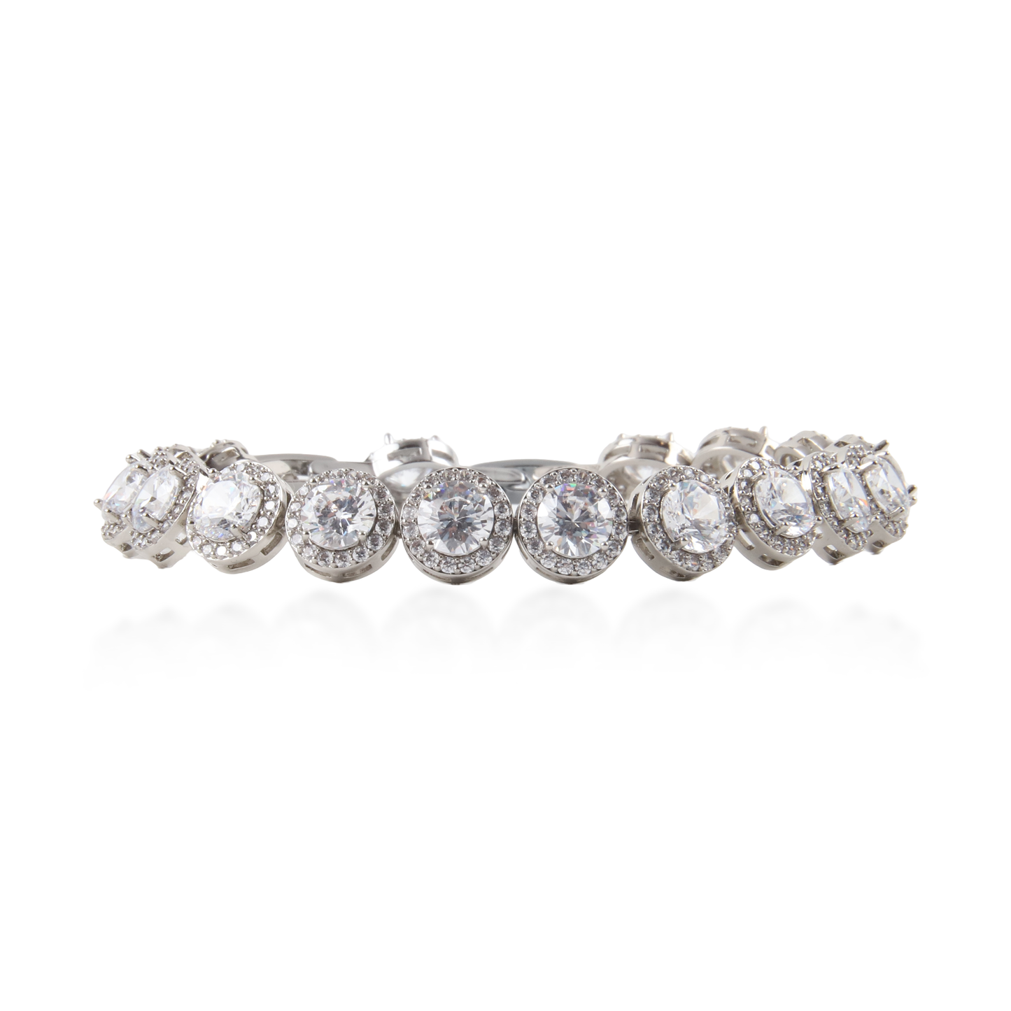 Αλυσίδα χεριού με ζιργκόν Mar and Mar Crystal Round Clutch Silver από ανοξείδωτο ατσάλι