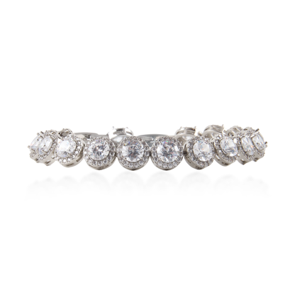 Αλυσίδα χεριού με ζιργκόν Mar and Mar Crystal Round Clutch Silver από ανοξείδωτο ατσάλι
