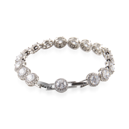Αλυσίδα χεριού με ζιργκόν Mar and Mar Crystal Round Clutch Silver από ανοξείδωτο ατσάλι