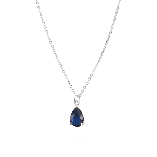 Κολιέ με πέτρα ζιργκόν Mar and Mar Maya Silver (Blue) από ανοξείδωτο ατσάλι