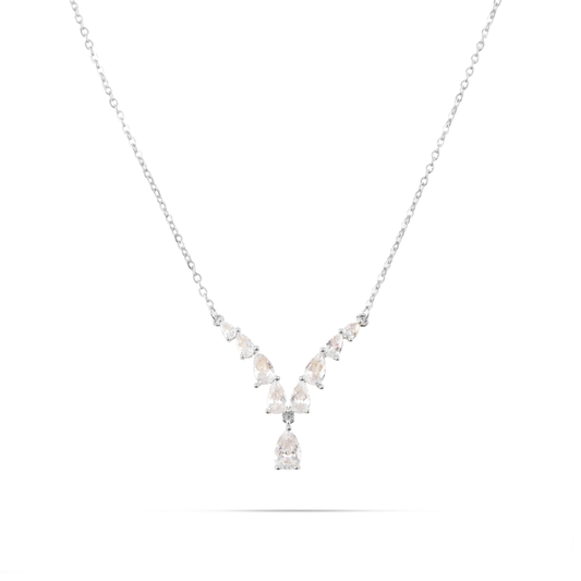 Κολιέ με ζιργκόν Mar and Mar Opaline Silver από ανοξείδωτο ατσάλι