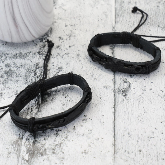 Ανδρικό βραχιόλι Mar and Mar Jackson Black Bracelet από Συνθετικό δέρμα