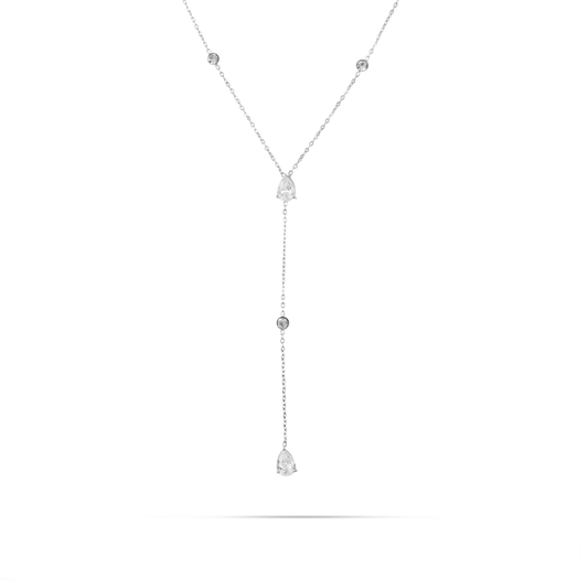 Κολιέ με πέτρες ζιργκόν Mar and Mar Crystal Silver από ανοξείδωτο ατσάλι