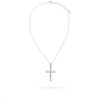 Κολιέ σταυρός με ζιργκόν Mar and Mar Hadria Silver από ανοξείδωτο ατσάλι
