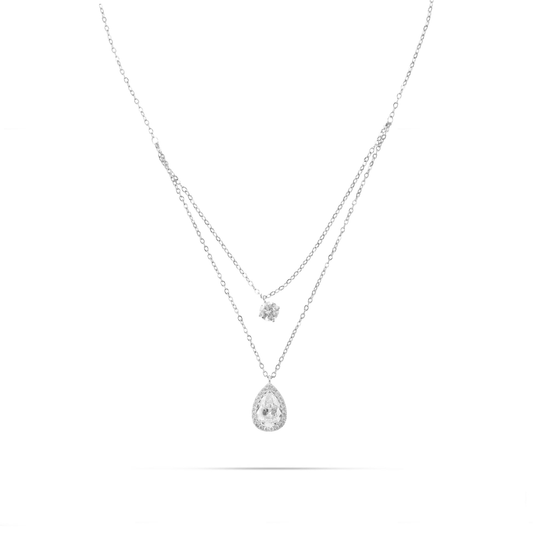 Κολιέ με πέτρες ζιργκόν Mar and Mar Adira Silver από ανοξείδωτο ατσάλι