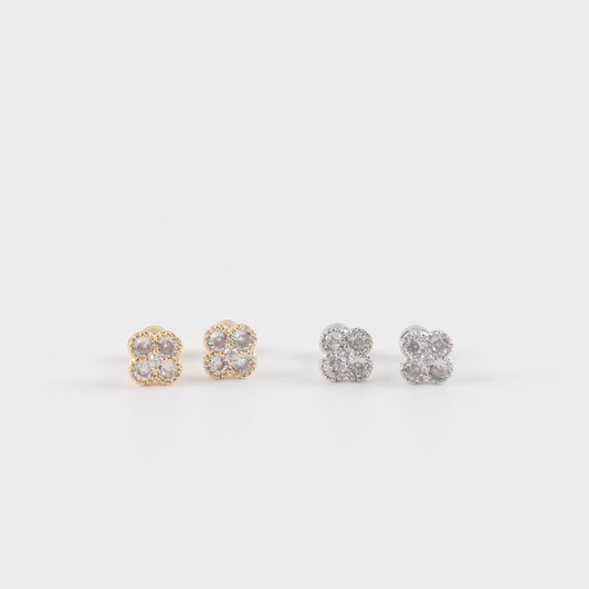 Σκουλαρίκια καρφωτά με ζιργκόν Mar and Mar Lucky Clover Sparkle Kids από ανοξείδωτο ατσάλι