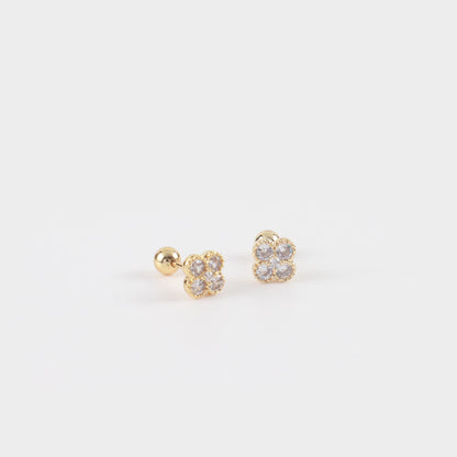Σκουλαρίκια καρφωτά με ζιργκόν Mar and Mar Lucky Clover Sparkle Kids από ανοξείδωτο ατσάλι