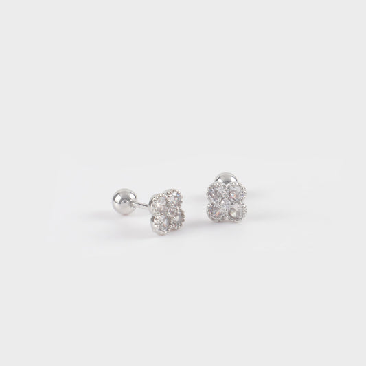 Σκουλαρίκια καρφωτά με ζιργκόν Mar and Mar Lucky Clover Sparkle Kids από ανοξείδωτο ατσάλι