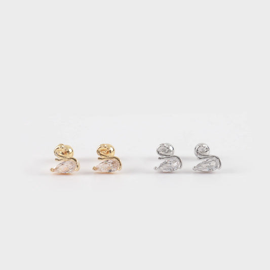 Σκουλαρίκια καρφωτά κύκνος με ζιργκόν Mar and Mar Swan Sparkle Kids από ανοξείδωτο ατσάλι