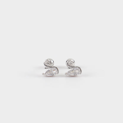 Σκουλαρίκια καρφωτά κύκνος με ζιργκόν Mar & Mar Swan II Kids από ανοξείδωτο ατσάλι