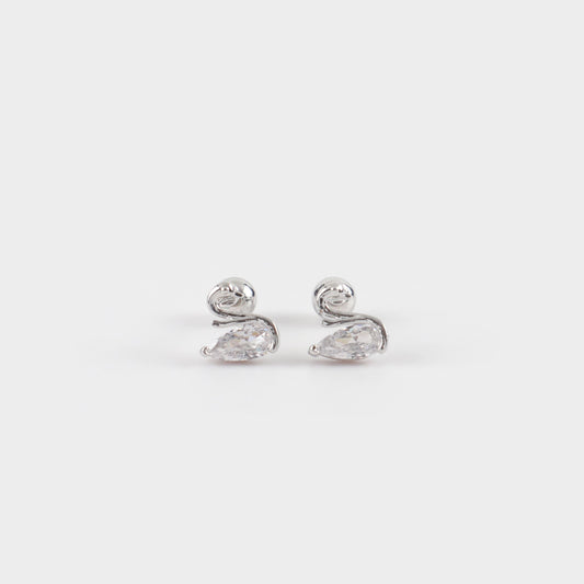 Σκουλαρίκια καρφωτά κύκνος με ζιργκόν Mar and Mar Swan Sparkle Kids από ανοξείδωτο ατσάλι