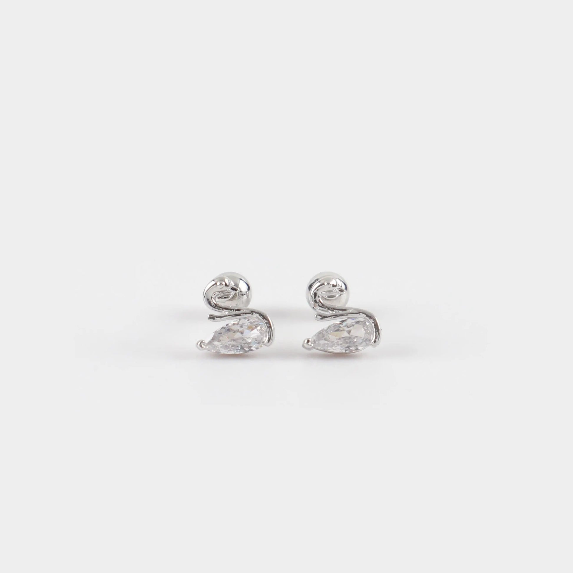 Σκουλαρίκια καρφωτά κύκνος με ζιργκόν Mar & Mar Swan II Kids από ανοξείδωτο ατσάλι