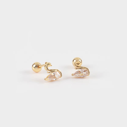 Σκουλαρίκια καρφωτά κύκνος με ζιργκόν Mar and Mar Swan Sparkle Kids από ανοξείδωτο ατσάλι