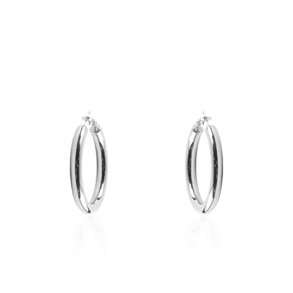 Σκουλαρίκια κρίκοι Mar and Mar Iris Silver (4 cm) από ανοξείδωτο ατσάλι