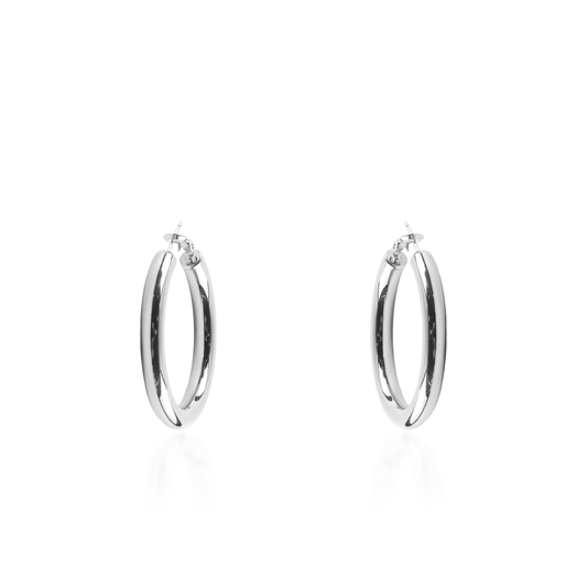 Σκουλαρίκια κρίκοι Mar and Mar Iris Silver (4 cm) από ανοξείδωτο ατσάλι