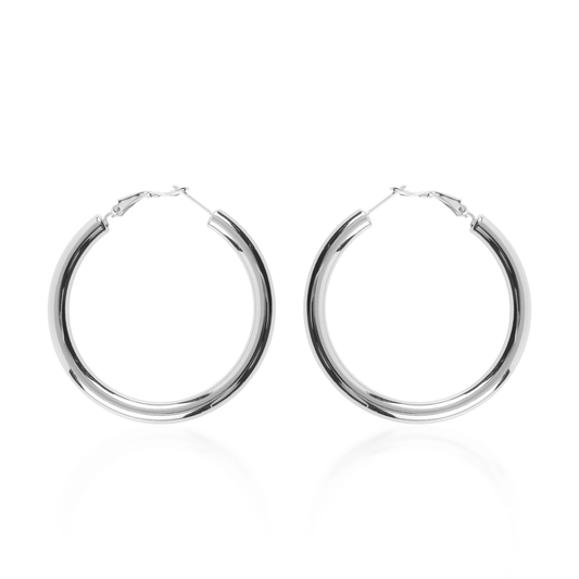 Σκουλαρίκια κρίκοι Mar and Mar Iris Silver (5 cm) από ανοξείδωτο ατσάλι