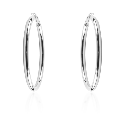 Σκουλαρίκια κρίκοι Mar and Mar Iris Silver (7 cm) από ανοξείδωτο ατσάλι