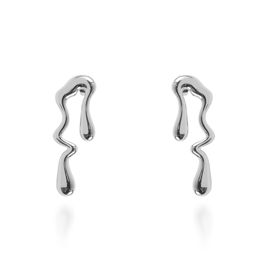 Σκουλαρίκια κρεμαστά Mar and Mar Ferina Silver από ανοξείδωτο ατσάλι