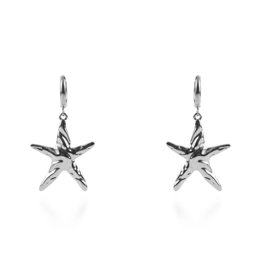 Σκουλαρίκια κρεμαστά Mar and Mar Starfish II Silver από ανοξείδωτο ατσάλι
