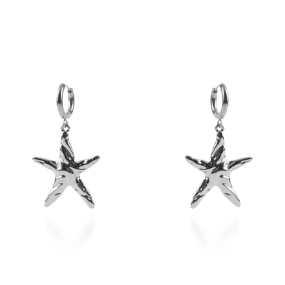 Σκουλαρίκια κρεμαστά Mar and Mar Starfish II Silver από ανοξείδωτο ατσάλι