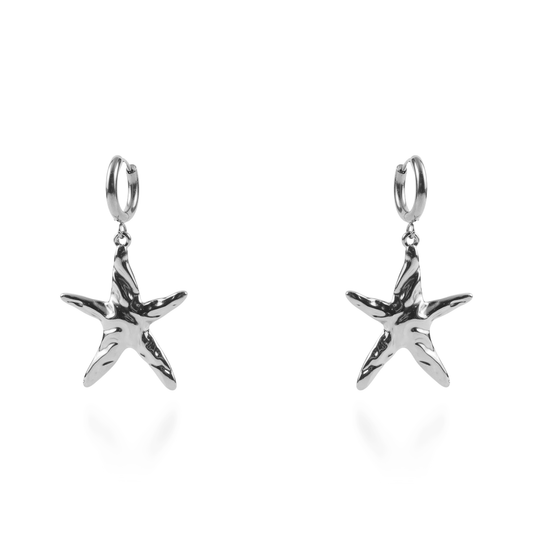 Σκουλαρίκια κρεμαστά Mar and Mar Starfish II Silver από ανοξείδωτο ατσάλι