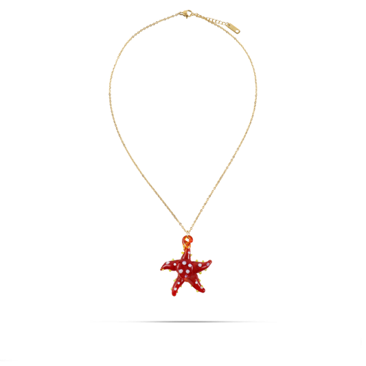 Γυναικείο κολιέ με αστερία από Μουράνο Mar and Mar Starfish Red Mix από ανοξείδωτο ατσάλι