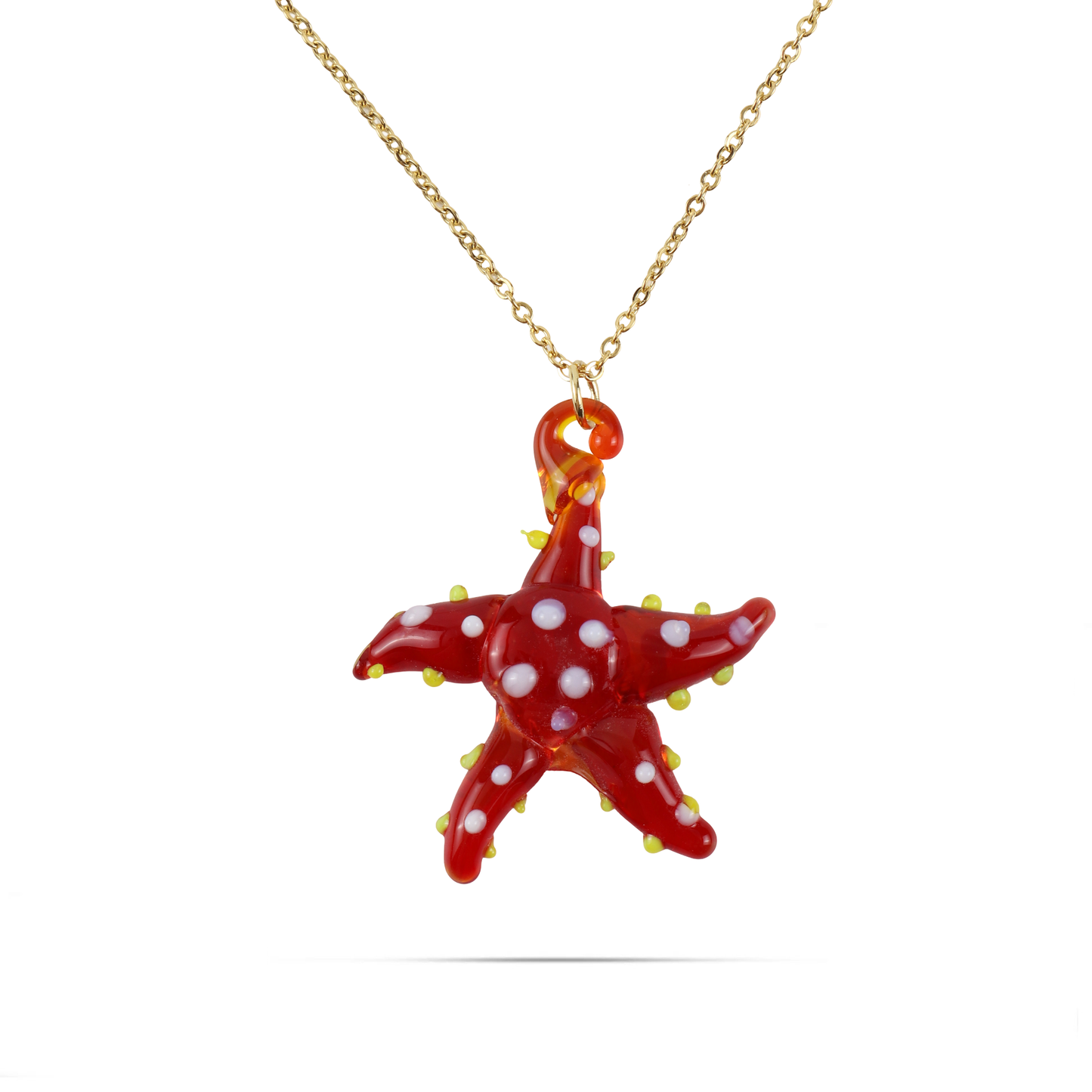 Γυναικείο κολιέ με αστερία από Μουράνο Mar and Mar Starfish Red Mix από ανοξείδωτο ατσάλι