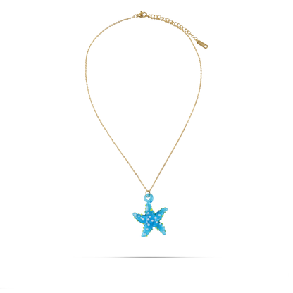 Γυναικείο κολιέ με αστερία από Μουράνο Mar and Mar Starfish Blue Mix από ανοξείδωτο ατσάλι