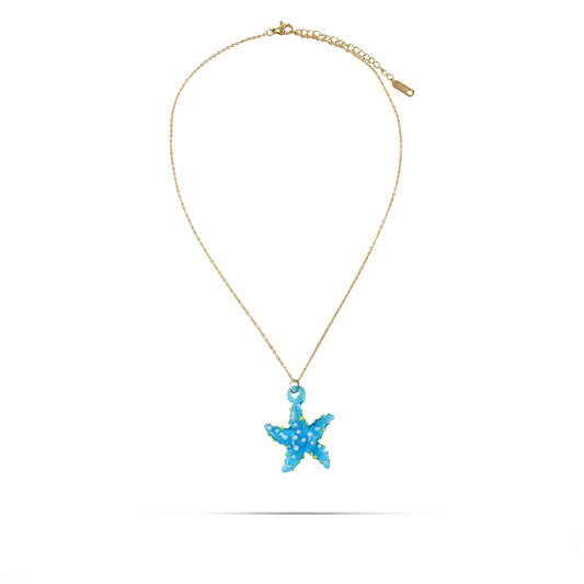 Γυναικείο κολιέ με αστερία από Μουράνο Mar and Mar Starfish Blue Mix από ανοξείδωτο ατσάλι