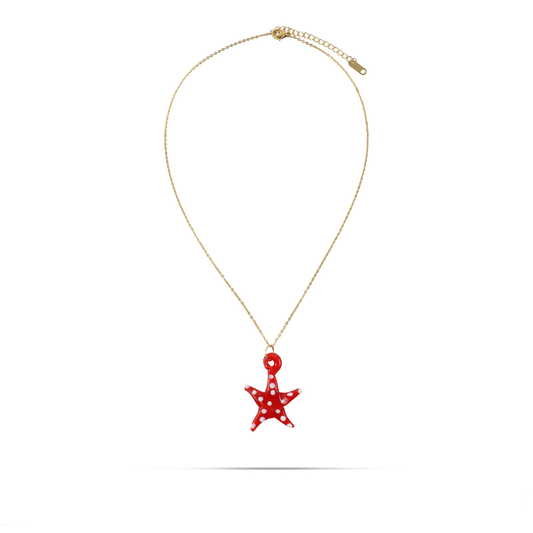 Γυναικείο κολιέ με αστερία από Μουράνο Mar and Mar Starfish Red από ανοξείδωτο ατσάλι