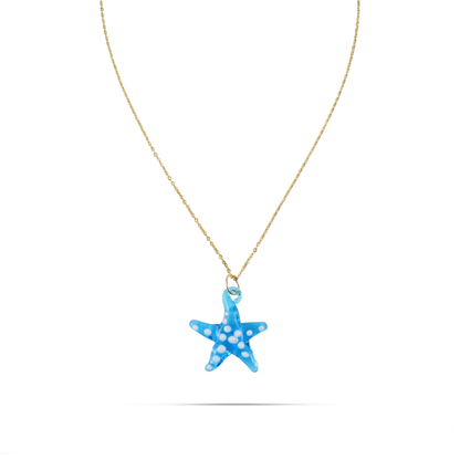 Γυναικείο κολιέ με αστερία από Μουράνο Mar and Mar Starfish Blue από ανοξείδωτο ατσάλι