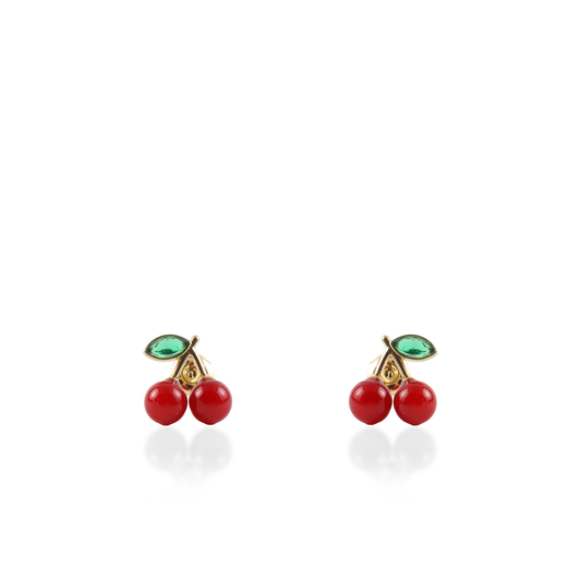 Σκουλαρίκια καρφωτά με κερασάκια Mar and Mar Cherries από ανοξείδωτο ατσάλι