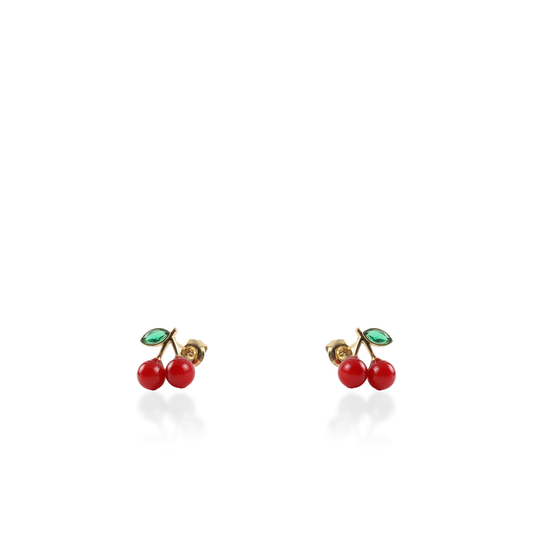 Σκουλαρίκια καρφωτά με κερασάκια Mar and Mar Cherries από ανοξείδωτο ατσάλι