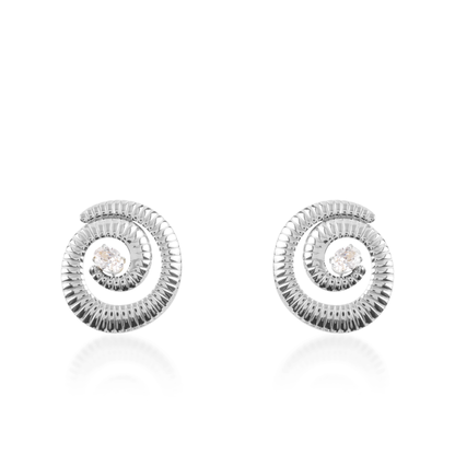 Σκουλαρίκια καρφωτά με ζιργκόν Mar and Mar Maze Sparkle Silver από ανοξείδωτο ατσάλι