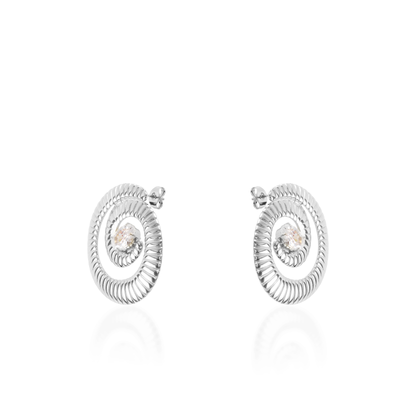 Σκουλαρίκια καρφωτά με ζιργκόν Mar and Mar Maze Sparkle Silver από ανοξείδωτο ατσάλι