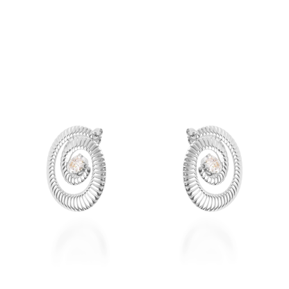 Σκουλαρίκια καρφωτά με ζιργκόν Mar and Mar Maze Sparkle Silver από ανοξείδωτο ατσάλι