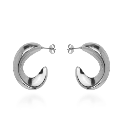 Σκουλαρίκια κρίκοι Mar and Mar (Silver) από ανοξείδωτο ατσάλι