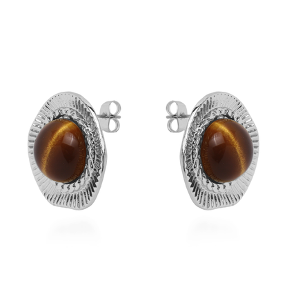 Σκουλαρίκια καρφωτά Mar and Mar με πέτρα (Silver) από ανοξείδωτο ατσάλι