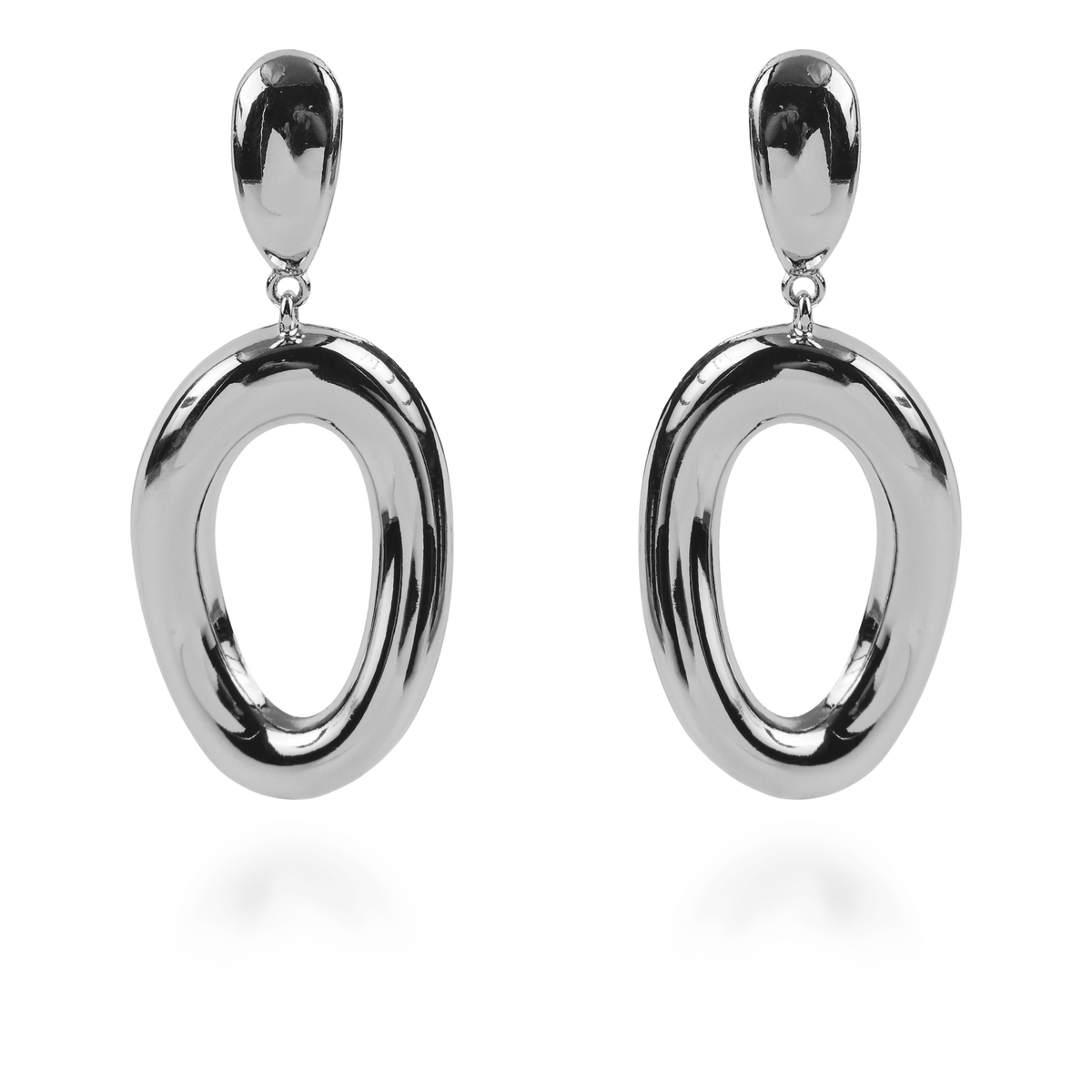 Σκουλαρίκια κρεμαστά οβάλ Mar and Mar (Silver) από ανοξείδωτο ατσάλι