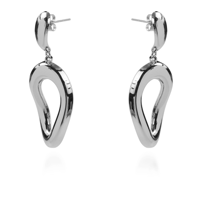 Σκουλαρίκια κρεμαστά οβάλ Mar and Mar (Silver) από ανοξείδωτο ατσάλι