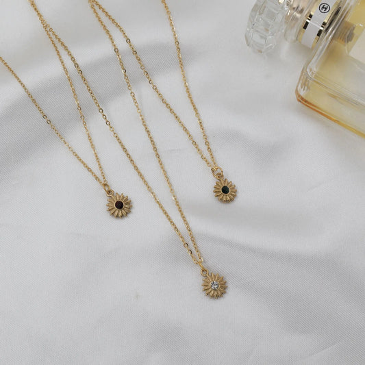 Κολιέ με πέτρα Zircon Mar and Mar Daisy Petite από ανοξείδωτο ατσάλι