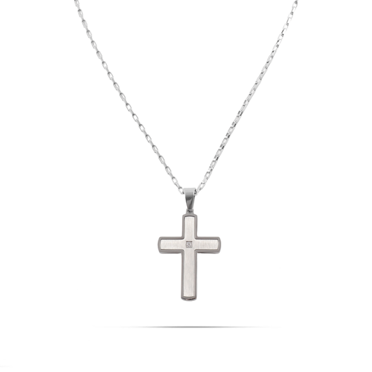 Ανδρικό κολιέ με σταυρό με πέτρα ζιργκόν Mar and Mar Juan Cross από ανοξείδωτο ατσάλι