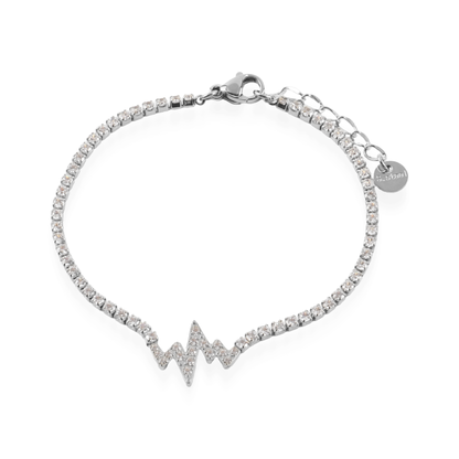 Βραχιόλι κεραυνός με ζιργκόν Mar and Mar Lighting Tennis Silver από ανοξείδωτο ατσάλι