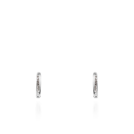 Σκουλαρίκια κρίκοι με ζιργκόν Mar and Mar Lianne Silver (1,5 cm) από ανοξείδωτο ατσάλι
