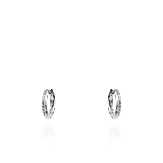 Σκουλαρίκια κρίκοι με ζιργκόν Mar and Mar Lianne Silver (1,5 cm) από ανοξείδωτο ατσάλι