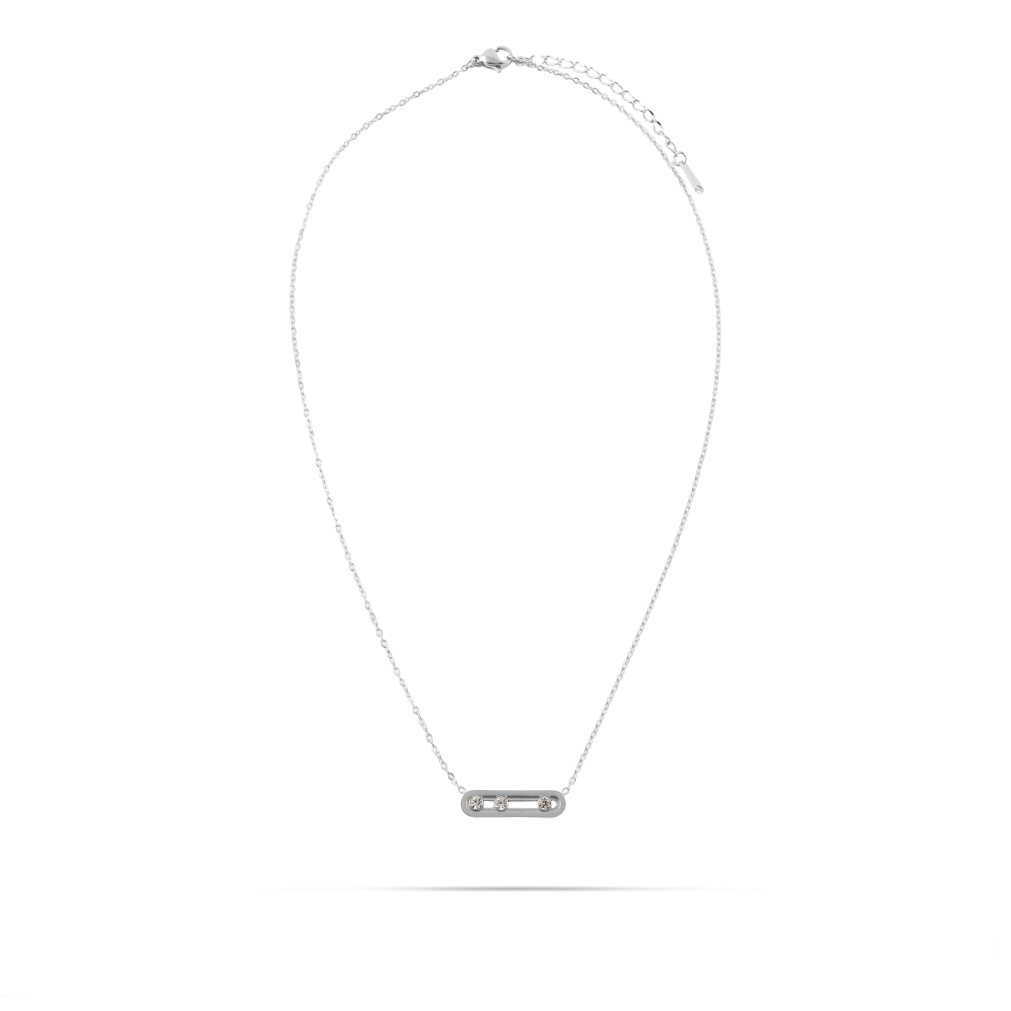 Κολιέ με πέτρες ζιργκόν Mar and Mar Palvia Silver από ανοξείδωτο ατσάλι