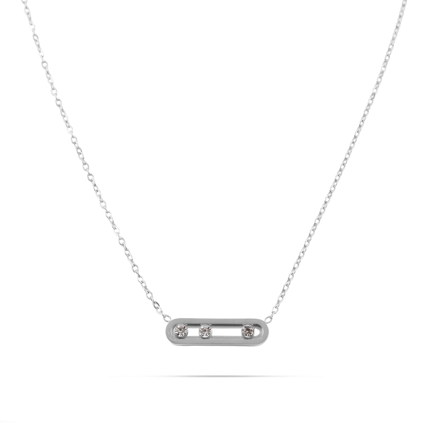 Κολιέ με πέτρες ζιργκόν Mar and Mar Palvia Silver από ανοξείδωτο ατσάλι